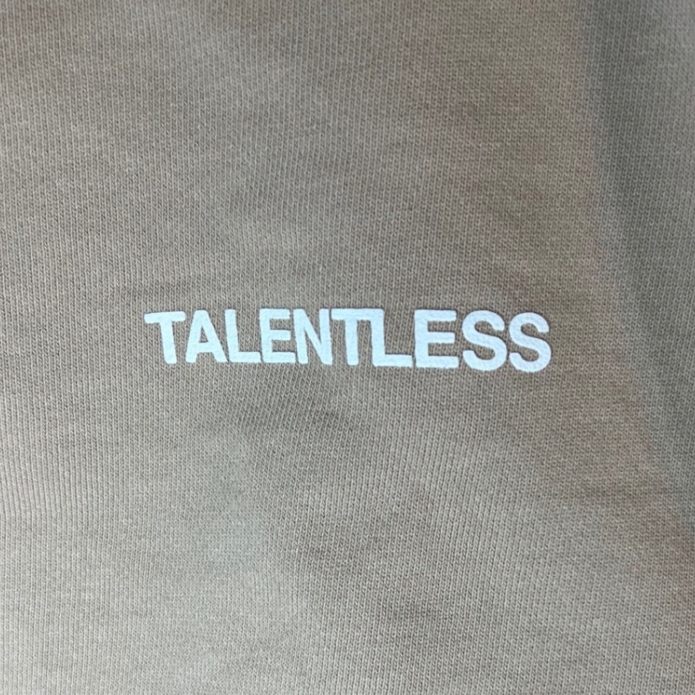 Talentless Mens Small Tan Khaki Logo Crewneck Sweatshirt Fleece Pullover